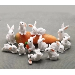 Miniature Rabbit Figurine Resin Bunny Statue Fairy Garden Micro Landscape Dollhouse Ornament 12 Styles White Hare Mini Animal