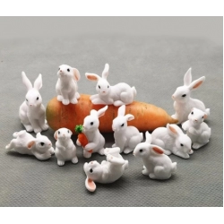 Miniature Rabbit Figurine Resin Bunny Statue Fairy Garden Micro Landscape Dollhouse Ornament 12 Styles White Hare Mini Animal