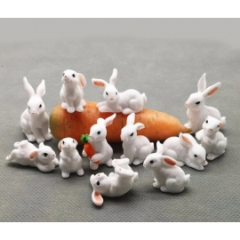 Miniature Rabbit Figurine Resin Bunny Statue Fairy..