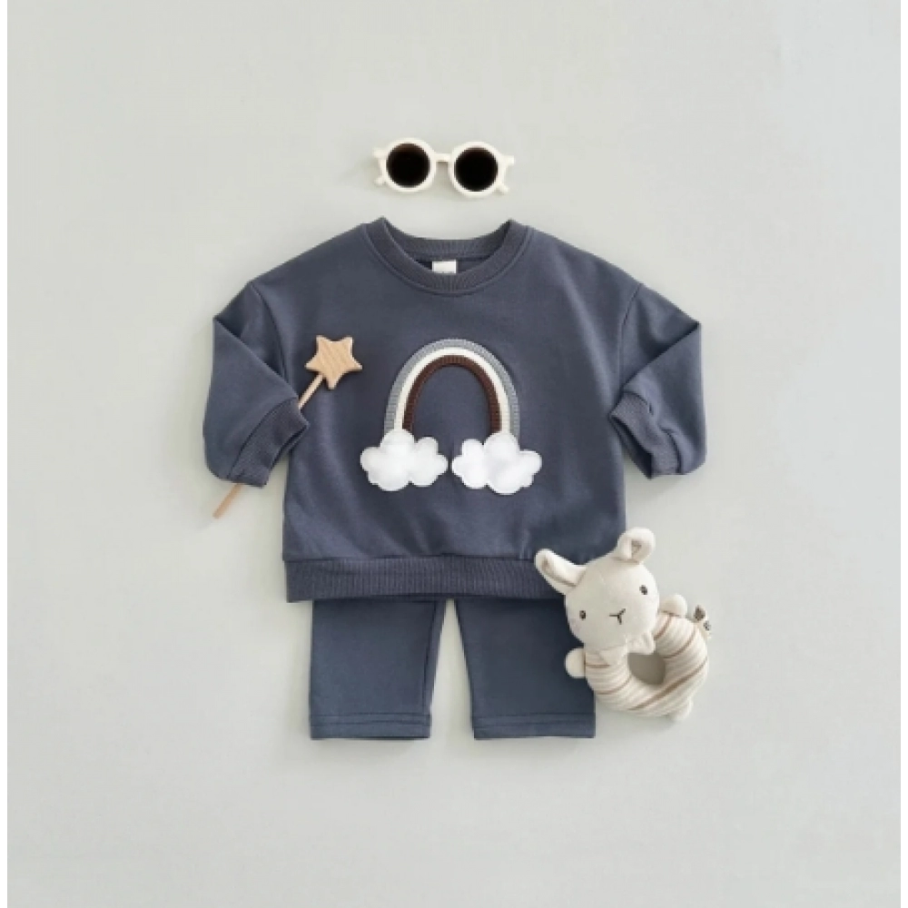 Baby Boy Girl Clothes Set Newborn Infant Autumn Spring Handmade Rainbow Outfits Tops Pants Children's Wear Kids Clothing