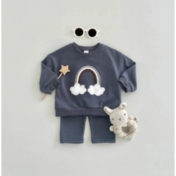 Baby Boy Girl Clothes Set Newborn Infant Autumn Spring Handmade Rainbow Outfits Tops Pants Children's Wear Kids Clothing