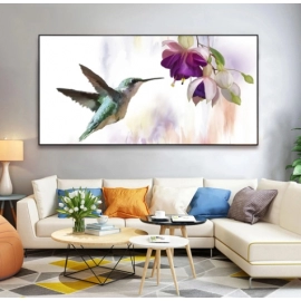 Canvas Paintings Colored Bird Picking Nectar Wall ..