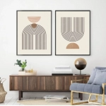 Abstract Geometric Line Beige Posters Canvas Painting Bohemia Wall Art Print Pictures for Living Room Interior Home Decoration