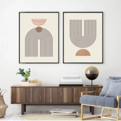 Abstract Geometric Line Beige Posters Canvas Painting Bohemia Wall Art Print Pictures for Living Room Interior Home Decoration