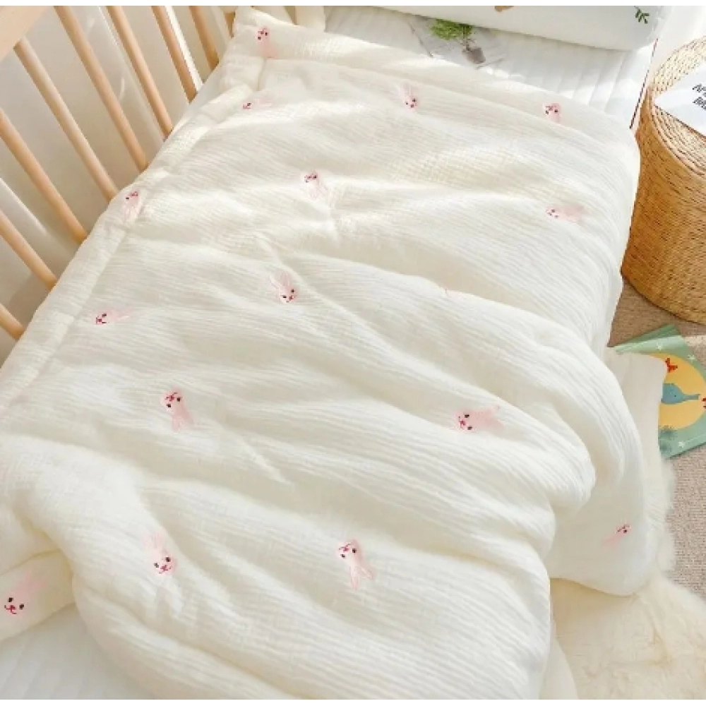 Korean Pure Cotton Baby Blanket Cartoon Bear Cream Warm Baby Quilt Four Seasons Newborn Swaddle Wrapped Bedding 1X1.2M